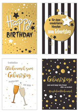 Laden Sie das Bild in den Galerie-Viewer, Edition Seidel Set 12 exklusive Premium Geburtstagskarten mit feiner Goldprägung und Umschlag. Glückwunschkarte Grusskarte Geburtstag Geburtstagskarte Mann Frau Karten Happy Birthday Billet (20818)