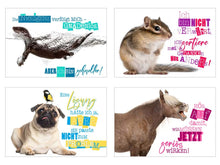 Laden Sie das Bild in den Galerie-Viewer, Edition Seidel Set 25 Postkarten lustige Tiere mit Sprüchen. Karten mit Spruch. Hund Katze Pferd coole Sprüche lustig Geburtstagskarten Postkarte (23003)