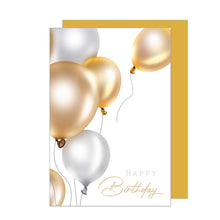 Laden Sie das Bild in den Galerie-Viewer, Edition Seidel Premium Geburtstagskarte mit Umschlag. Glückwunschkarte Billet Karte Luftballons Happy Birthday Grusskarte Mann Frau (G3444 SW023)