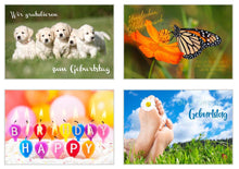 Laden Sie das Bild in den Galerie-Viewer, Edition Seidel Set 20 exklusive Premium Geburtstagskarten mit Umschlag. Glückwunschkarte Grusskarte zum Geburtstag. Geburtstagskarte Mann Frau Karten Billet Happy Birthday (SW02)