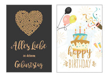 Laden Sie das Bild in den Galerie-Viewer, Edition Seidel Set 6 exklusive Geburtstagskarten mit Umschlag. Glückwunschkarte Grusskarte zum Geburtstag. Geburtstagskarte Karte Mann Frau (Doppelkarten/Klappkarten mit Briefumschlag)