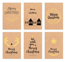 Laden Sie das Bild in den Galerie-Viewer, Edition Seidel Set 6 Premium Weihnachtskarten aus Kraftpapier mit Briefumschlag - Karten Weihnachten Postkarten (21788)