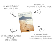 Laden Sie das Bild in den Galerie-Viewer, Edition Seidel Premium Trauerkarte mit Umschlag. Beileidskarte Trauer Karte mit Spruch Aufrichtige Teilnahme Mitgefühl Anteilnahme Strand Meer Fuß Spuren (T1142 SW024)