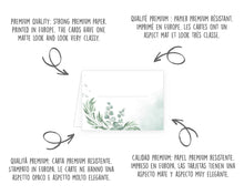 Laden Sie das Bild in den Galerie-Viewer, Edition Seidel Set 50 Premium Tischkarten Platzkarten Namenskarten Kommunion Konfirmation Firmung Hochzeit Geburtstag Taufe Feier Familienfeier Goldhochzeit Diamanthochzeit grüne Blätter Eukalyptus (21683)