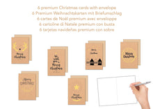 Laden Sie das Bild in den Galerie-Viewer, Edition Seidel Set 6 Premium Weihnachtskarten aus Kraftpapier mit Briefumschlag - Karten Weihnachten Postkarten (21788)