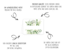 Laden Sie das Bild in den Galerie-Viewer, Edition Seidel Set 50 Premium Tischkarten Platzkarten Namenskarten Kommunion Konfirmation Firmung Hochzeit Geburtstag Taufe Feier Familienfeier Goldhochzeit Diamanthochzeit grüne Blätter Eukalyptus (21776)