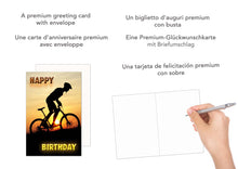 Laden Sie das Bild in den Galerie-Viewer, Edition Seidel Premium Geburtstagskarte mit Umschlag. Glückwunschkarte Happy Birthday Grusskarte Mann Frau Fahrrad Bike (G3402 SW023)