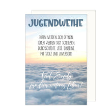 Laden Sie das Bild in den Galerie-Viewer, Edition Seidel Premium Glückwunschkarte zur Jugendweihe mit Umschlag. Jugendweihekarte Karte mit Spruch Grusskarte Himmel Wolken Junge Mädchen (JW139 SW024)