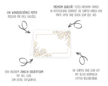Laden Sie das Bild in den Galerie-Viewer, Edition Seidel Set 50 Premium Tischkarten Platzkarten Namenskarten Kommunion Konfirmation Firmung Hochzeit Geburtstag Taufe Feier Familienfeier Goldhochzeit Diamanthochzeit Blätter Ranken gold (21778)