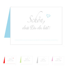 Laden Sie das Bild in den Galerie-Viewer, Edition Seidel Set 50 Premium Tischkarten Platzkarten Namenskarten Kommunion Konfirmation Firmung Hochzeit Geburtstag Taufe Feier Familienfeier Goldhochzeit Diamanthochzeit Herz - Schön, dass du da bist (20260)