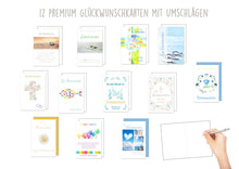 Laden Sie das Bild in den Galerie-Viewer, Edition Seidel Set 12 Premium Kommunionskarten mit Umschlägen(22364)
