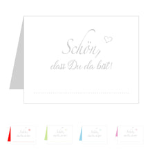 Laden Sie das Bild in den Galerie-Viewer, Edition Seidel Set 50 Premium Tischkarten Platzkarten Namenskarten Kommunion Konfirmation Firmung Hochzeit Geburtstag Taufe Feier Familienfeier Goldhochzeit Diamanthochzeit Herz - Schön, dass du da bist (20260)