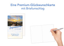 Laden Sie das Bild in den Galerie-Viewer, Edition Seidel Premium Glückwunschkarte zur Jugendweihe mit Umschlag. Eine einzelne Karte zur Jugendweihe mit Spruch. Grusskarte Meer Weg Strand Himmel Junge Mädchen (JW128 SW023)