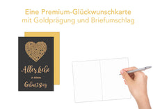 Laden Sie das Bild in den Galerie-Viewer, Edition Seidel Premium Geburtstagskarte mit Goldprägung und Umschlag. Glückwunschkarte Grusskarte Billet Karte Geburtstag Happy Birthday Mann Frau Sprüche Gold (G2332 SW022)