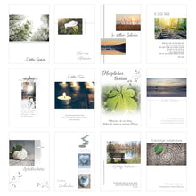 Laden Sie das Bild in den Galerie-Viewer, Edition Seidel Set 12 einfühlsame Premium-Trauerkarten / Beileidskarten mit Umschlag. Trauerkarte Beileidskarte mit Spruch (Doppelkarten/Klappkarten mit Briefumschlag) (20817)