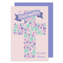 Laden Sie das Bild in den Galerie-Viewer, Edition Seidel Premium Glückwunschkarte zur Konfirmation mit Umschlag. Konfirmationskarte Karte Grusskarte Tauben Kreuz Junge Mädchen Karte (KF281 SW022) (21295)