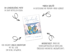 Laden Sie das Bild in den Galerie-Viewer, Edition Seidel Premium Glückwunschkarte zur Jugendweihe mit Umschlag. Eine einzelne Karte zur Jugendweihe mit Spruch. Grusskarte Hände Welt Himmel Junge Mädchen (JW125 SW023)