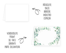 Laden Sie das Bild in den Galerie-Viewer, Edition Seidel Set 50 Premium Tischkarten Platzkarten Namenskarten Kommunion Konfirmation Firmung Hochzeit Geburtstag Taufe Feier Familienfeier Goldhochzeit Diamanthochzeit grüne Blätter Eukalyptus (22285)