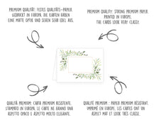 Laden Sie das Bild in den Galerie-Viewer, Edition Seidel Set 50 Premium Tischkarten Platzkarten Namenskarten Kommunion Konfirmation Firmung Hochzeit Geburtstag Taufe Feier Familienfeier Goldhochzeit Diamanthochzeit grüne Blätter Eukalyptus (22287)