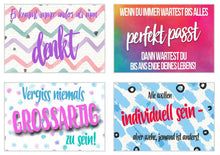 Laden Sie das Bild in den Galerie-Viewer, Edition Seidel Set Postkarten mit Sprüchen. Karten mit Spruch. Geschenkidee Dekoidee. Liebe Freundschaft Leben Motivation lustig Postcrossing Geburtstagskarten