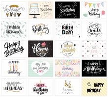 Laden Sie das Bild in den Galerie-Viewer, Edition Seidel Set 20 Geburtstagskarten Postkarten Glückwunschkarte Grusskarte Geburtstag Geburtstagskarte Mann Frau Karten Happy Birthday Billet Sprüche (SW02) (Set 3) (21220)