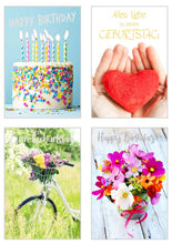 Laden Sie das Bild in den Galerie-Viewer, Edition Seidel Set 20 exklusive Premium Geburtstagskarten mit Umschlag. Glückwunschkarte Grusskarte zum Geburtstag. Geburtstagskarte Mann Frau Karten Billet Happy Birthday (SW02)