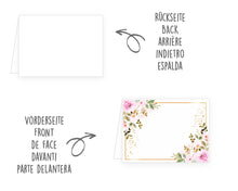 Laden Sie das Bild in den Galerie-Viewer, Edition Seidel Set 50 Premium Tischkarten Platzkarten Namenskarten Kommunion Konfirmation Firmung Hochzeit Geburtstag Taufe Feier Familienfeier Goldhochzeit Diamanthochzeit grüne Blätter Eukalyptus rosa Blumen (22286)