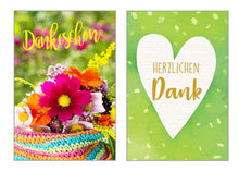 Laden Sie das Bild in den Galerie-Viewer, Edition Seidel Set 6 exklusive Danke Karten mit Umschlag. Doppelkarten/Klappkarten mit Briefumschlag (20112)