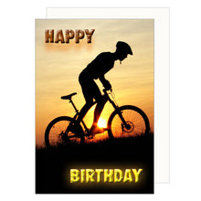 Laden Sie das Bild in den Galerie-Viewer, Edition Seidel Premium Geburtstagskarte mit Umschlag. Glückwunschkarte Happy Birthday Grusskarte Mann Frau Fahrrad Bike (G3402 SW023)