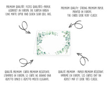 Laden Sie das Bild in den Galerie-Viewer, Edition Seidel Set 50 Premium Tischkarten Platzkarten Namenskarten Kommunion Konfirmation Firmung Hochzeit Geburtstag Taufe Feier Familienfeier Goldhochzeit Diamanthochzeit grüne Blätter Eukalyptus (22285)