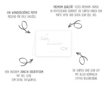 Laden Sie das Bild in den Galerie-Viewer, Edition Seidel Set 50 Premium Tischkarten Platzkarten Namenskarten Kommunion Konfirmation Firmung Hochzeit Geburtstag Taufe Feier Familienfeier Goldhochzeit Diamanthochzeit Fisch - Schön, dass du da bist (21684)