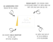 Laden Sie das Bild in den Galerie-Viewer, Edition Seidel Set 50 Premium Tischkarten Platzkarten Namenskarten Kommunion Konfirmation Firmung Hochzeit Geburtstag Taufe Feier Familienfeier Goldhochzeit Diamanthochzeit Herz - Schön, dass du da bist (20260)