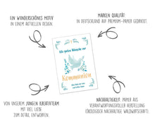 Laden Sie das Bild in den Galerie-Viewer, Edition Seidel Premium Glückwunschkarte zur Kommunion mit Umschlag. Eine einzelne Karte Kommunionskarte Grusskarte Taube Zweige Junge Mädchen (KO260 SW022)