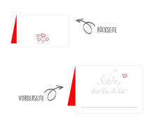 Laden Sie das Bild in den Galerie-Viewer, Edition Seidel Set 50 Premium Tischkarten Platzkarten Namenskarten Kommunion Konfirmation Firmung Hochzeit Geburtstag Taufe Feier Familienfeier Goldhochzeit Diamanthochzeit Herz - Schön, dass du da bist (20260)