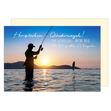 Laden Sie das Bild in den Galerie-Viewer, Edition Seidel Premium Geburtstagskarte mit Umschlag. Glückwunschkarte mit Spruch Geburtstag Billet Happy Birthday Grusskarte Mann Frau Angeln (G3431 SW023)