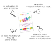 Laden Sie das Bild in den Galerie-Viewer, Edition Seidel Premium Glückwunschkarte zur Kommunion mit Umschlag. Kommunionskarte mit Spruch Grusskarte Karte bunte Hände Junge Mädchen (KO180 SW023)