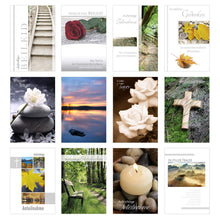 Laden Sie das Bild in den Galerie-Viewer, Edition Seidel Set 12 einfühlsame Trauerkarten / Beileidskarten mit Umschlag. Trauerkarte Beileidskarte mit Spruch schreiben (Doppelkarten/Klappkarten mit Briefumschlag (20822)