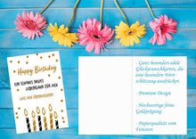Laden Sie das Bild in den Galerie-Viewer, Edition Seidel Set 6 exklusive Geburtstagskarten mit Umschlag. Glückwunschkarte Grusskarte zum Geburtstag. Geburtstagskarte Karte Mann Frau (Doppelkarten/Klappkarten mit Briefumschlag)