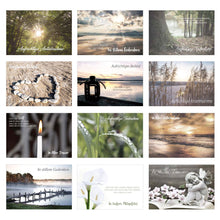 Laden Sie das Bild in den Galerie-Viewer, Edition Seidel Set 12 einfühlsame Premium-Trauerkarten/Beileidskarten mit Umschlag. Trauerkarte Beileidskarte mit Spruch (Doppelkarten/Klappkarten mit Briefumschlag) (Set 5, 12 Karten) (20578)