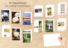 Laden Sie das Bild in den Galerie-Viewer, Edition Seidel Set 12 einfühlsame Trauerkarten / Beileidskarten mit Umschlag. Trauerkarte Beileidskarte mit Spruch schreiben (Doppelkarten/Klappkarten mit Briefumschlag (20822)
