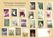 Laden Sie das Bild in den Galerie-Viewer, Edition Seidel Set 20 Premium Trauerkarten / Beileidskarten mit Umschlag. Trauerkarte Beileidskarte mit Spruch schreiben (Doppelkarten/Klappkarten mit Briefumschlag) (SW02) (21252)