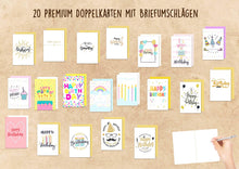Laden Sie das Bild in den Galerie-Viewer, Edition Seidel Set exklusive Premium Geburtstagskarten mit Umschlag. Glückwunschkarte Grusskarte zum Geburtstag. Geburtstagskarte Mann Frau Karten Billet Happy Birthday Sprüche