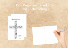 Laden Sie das Bild in den Galerie-Viewer, Edition Seidel Premium Trauerkarte mit Silberprägung und Umschlag. Beileidskarte Trauer Karte herzliches Beileid Kreuz Abschied Teilnahme Mitgefühl (T883 SW022)