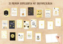 Laden Sie das Bild in den Galerie-Viewer, Edition Seidel Set 20 exklusive Premium Geburtstagskarten mit Briefumschlag Glückwunschkarte Grusskarte Geburtstag Geburtstagskarte Mann Frau Karten Happy Birthday Sprüche