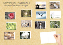 Laden Sie das Bild in den Galerie-Viewer, Edition Seidel Set 12 einfühlsame Premium-Trauerkarten/Beileidskarten mit Umschlag. Trauerkarte Beileidskarte mit Spruch (Doppelkarten/Klappkarten mit Briefumschlag)