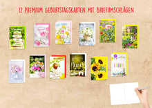 Laden Sie das Bild in den Galerie-Viewer, Edition Seidel Set exklusive Premium Geburtstagskarten mit Umschlag. Glückwunschkarte Grusskarte zum Geburtstag. Geburtstagskarte Blumen Frau Karten Billet Happy Birthday (SW02)