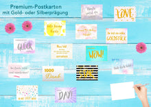 Laden Sie das Bild in den Galerie-Viewer, Edition Seidel Set Premium Postkarten mit Gold- oder Siberprägung Karten mit Sprüchen Spruch Geschenkidee Dekoidee Liebe Freundschaft Leben Motivation lustig Geburtstagskarten Bilder Bild (20233)