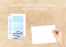 Laden Sie das Bild in den Galerie-Viewer, Edition Seidel Premium Glückwunschkarte zur Kommunion mit Umschlag. Eine einzelne Karte mit Spruch Kommunionskarte Grusskarte Fische Meer Junge Mädchen Karte (KO253a SW022)