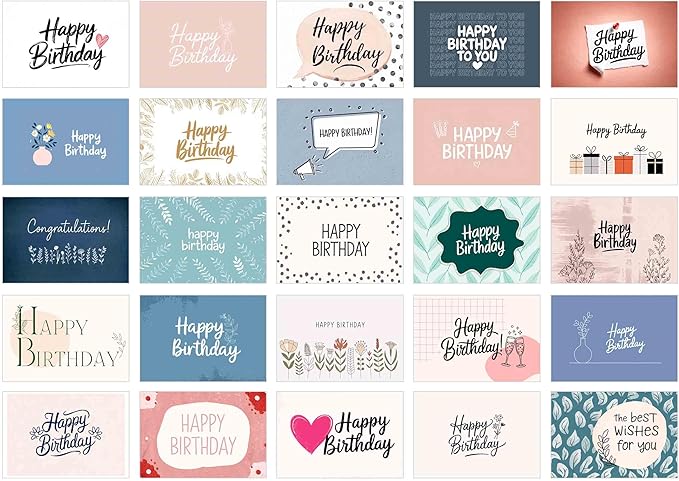 Edition Seidel Set 25 Geburtstagskarten Postkarten Glückwunschkarte Grußkarte Geburtstag Geburtstagskarte Mann Frau Kinder für ihn für sie Karten Happy Birthday Sprüche (27722)