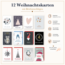 Laden Sie das Bild in den Galerie-Viewer, Edition Seidel Set 12 Weihnachtskarten mit Umschlag. Grußkarten Doppelkarten Klappkarten Kartenset Frohe Weihnachten modern skandinavisch Tannenbaum Fuchs Weihnachtsgrüße (SW026) (36702)
